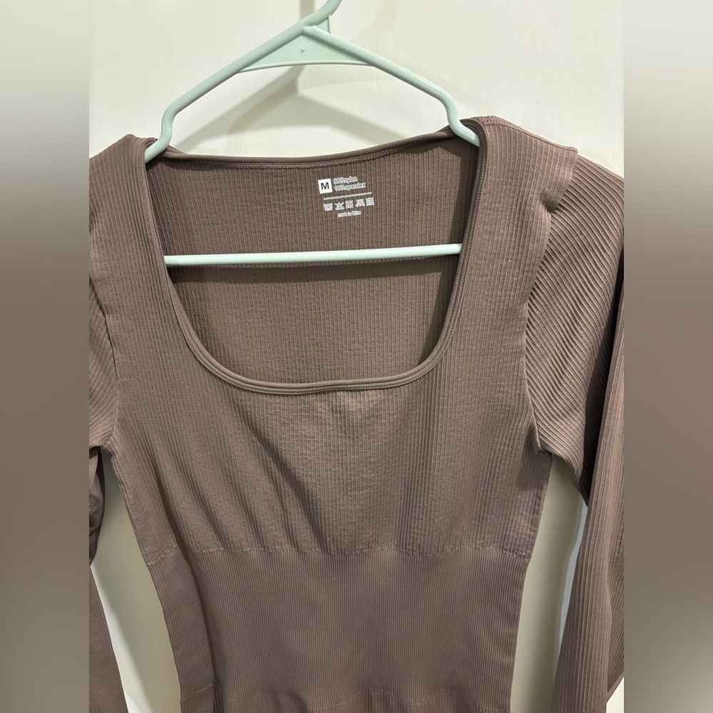 OQQ Brown Long Sleeve Ribbed jumpsuit